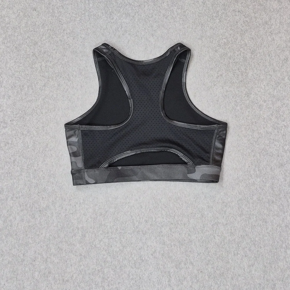 Nike Women Sports Bra XS Black Swoosh Camouflage Wireless Pullover